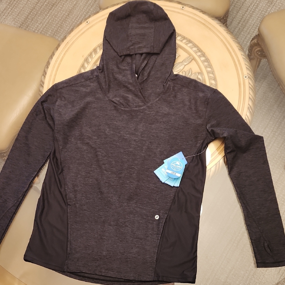 Pelagic Men's Hooded Long Sleeve Sweater - Charcoal Gray/Black